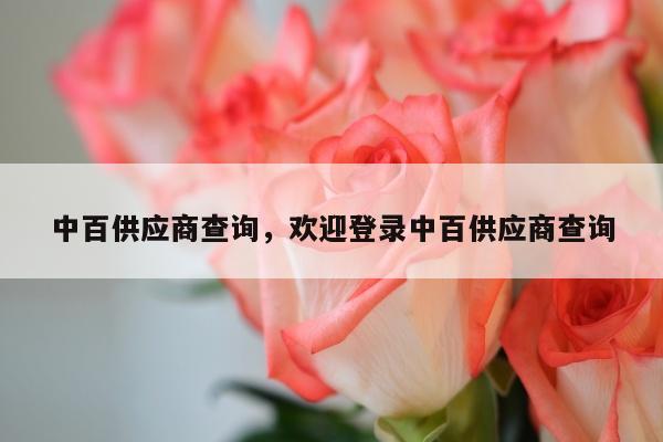 中百供应商查询，欢迎登录中百供应商查询